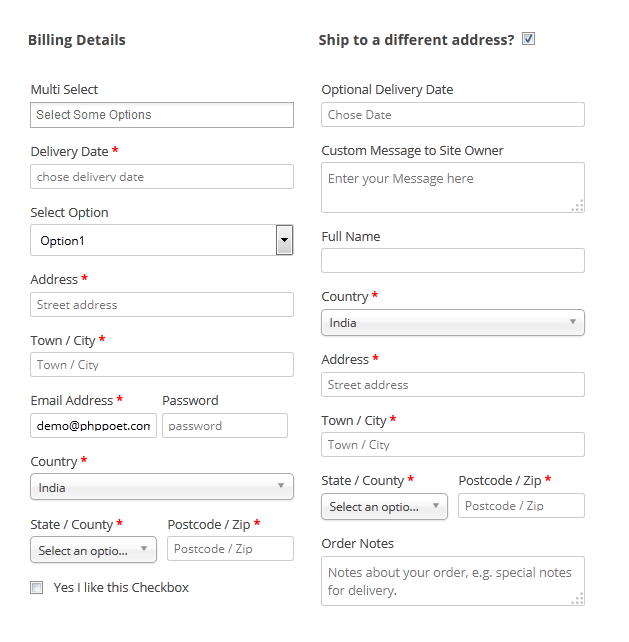 Tùy chỉnh form thông tin thanh toán đơn hàng